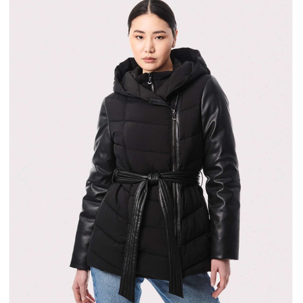Bernardo Modern Mixer Vegan Leather Puffer Jacket